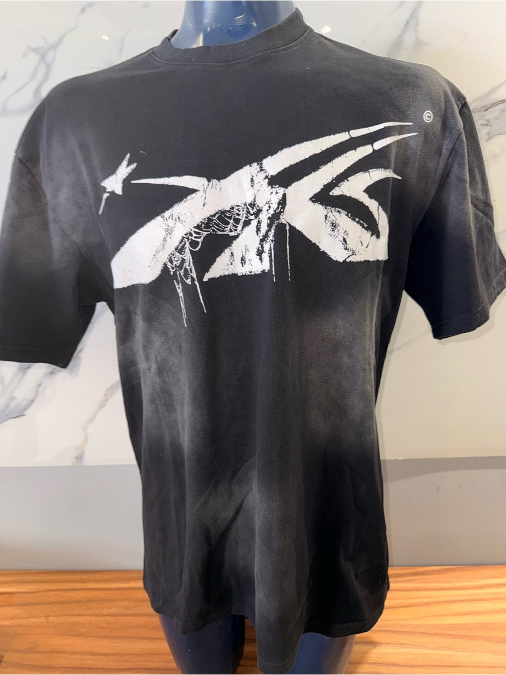 Hellstar Black Short-Sleeve Graphic Tee with White Abstract Logo